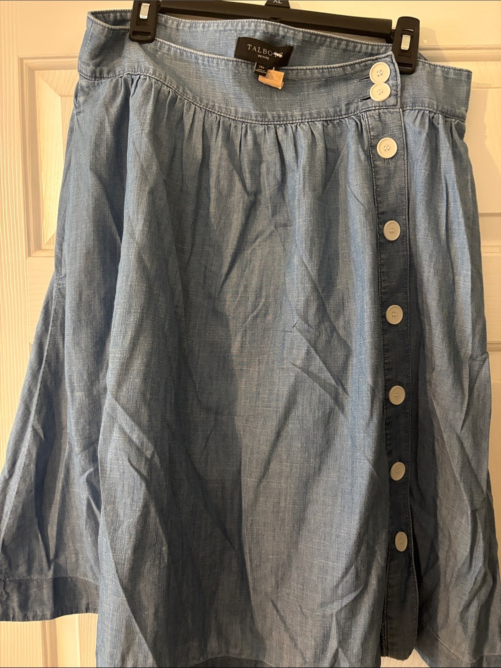 Talbots Light Blue Chambray Button-Front Circle Skirt